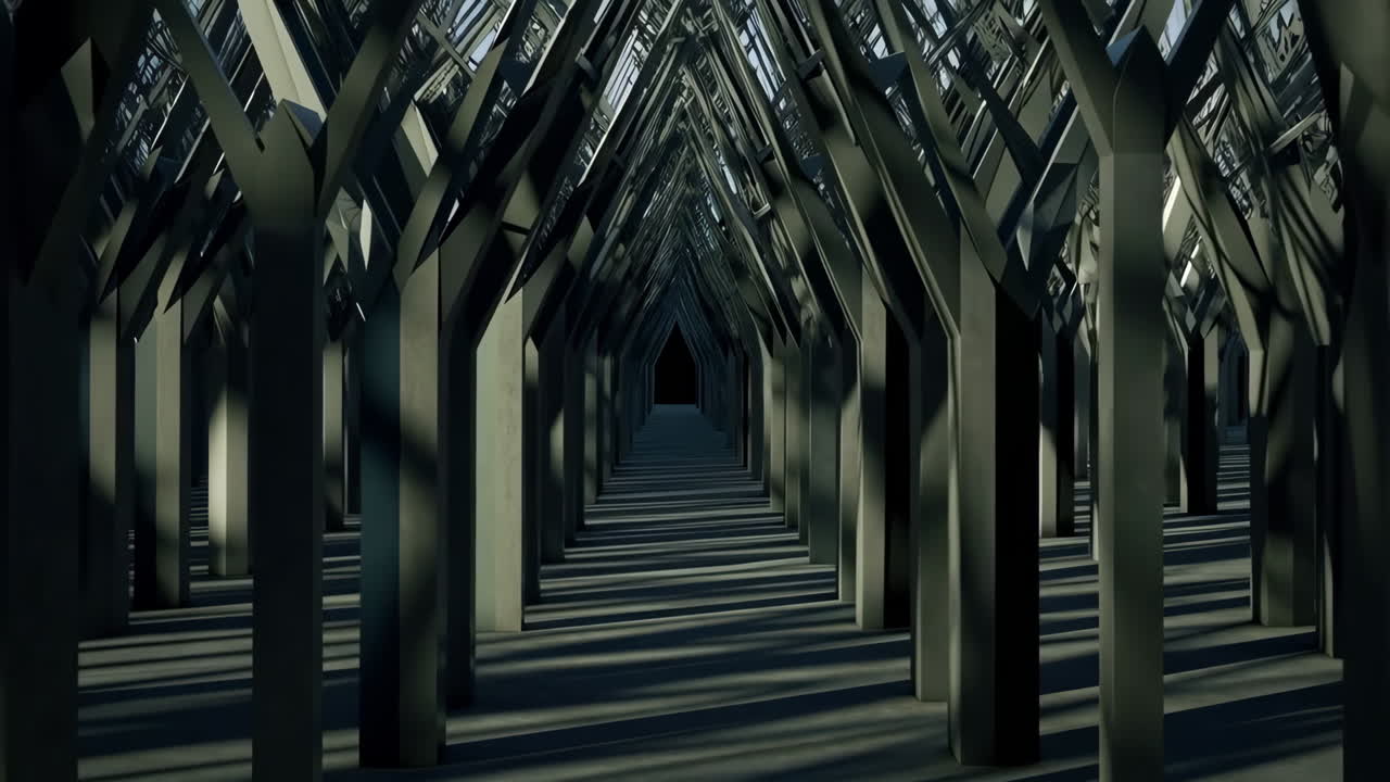 Abstract Geometric Corridor with Columns