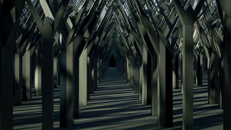 abstract geometric corridor with columns