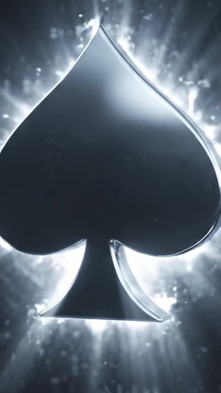 A Journey Through Dynamic Visuals: From Mysterious Shadows to a Vibrant Silver Spade in a Mesmerizing Transition of Light and Design