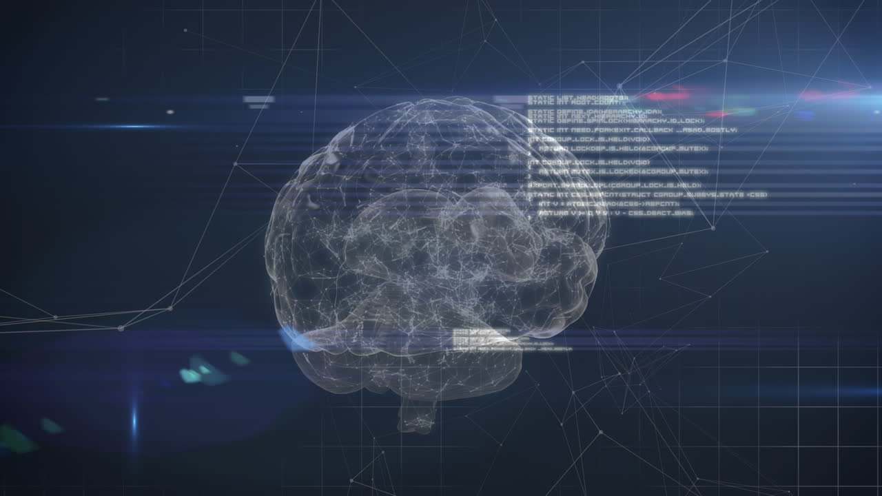 디지털 두뇌와 연결 네트워크를 통해 데이터 처리의 애니메이션