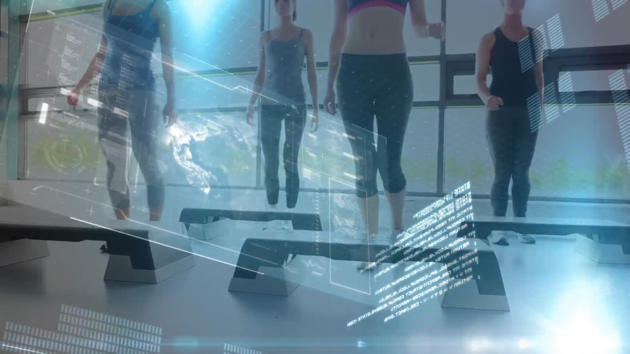 함께 운동 하는 여성 들 의 그룹