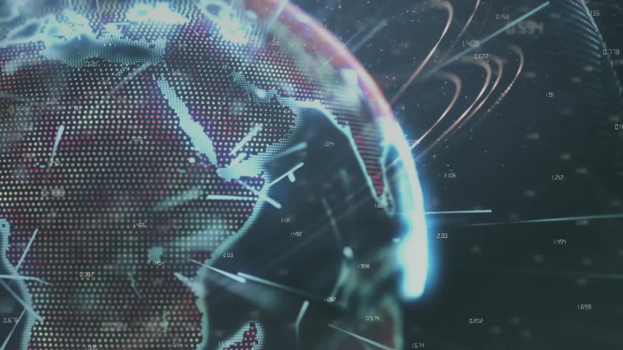 animación del procesamiento de datos en todo el mundo