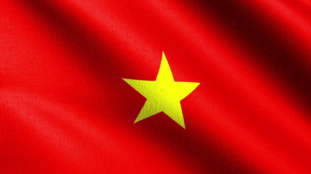 bucle sin costura 4k vdo. bandera nacional de vietnam soplando en el viento aislado. diseño abstracto patriótico oficial. ilustración de renderización 3d del símbolo del signo ondulante.