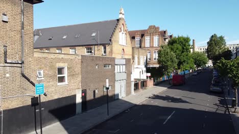 aerial - holloway residential area in london, england, wide shot rising