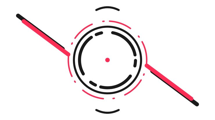 Grafica in movimento astratta di cerchi concentrici e linee rotanti