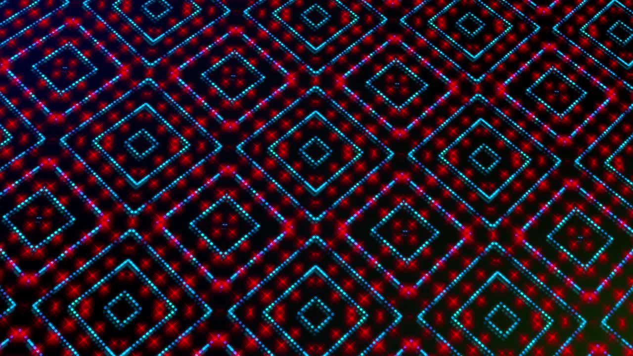 ilustración animada de luz brillante con puntos rosados, rojos y azules y estrellas de formas cuadradas.