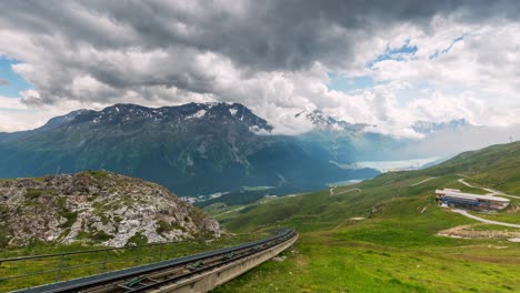 Time-lapse-sequence-of-the-european-alps-with-clouds-in-Sankt-Moritz,-Switzerland