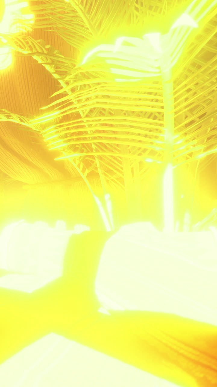 Bright sunlight shining through leaves in a tropical setting