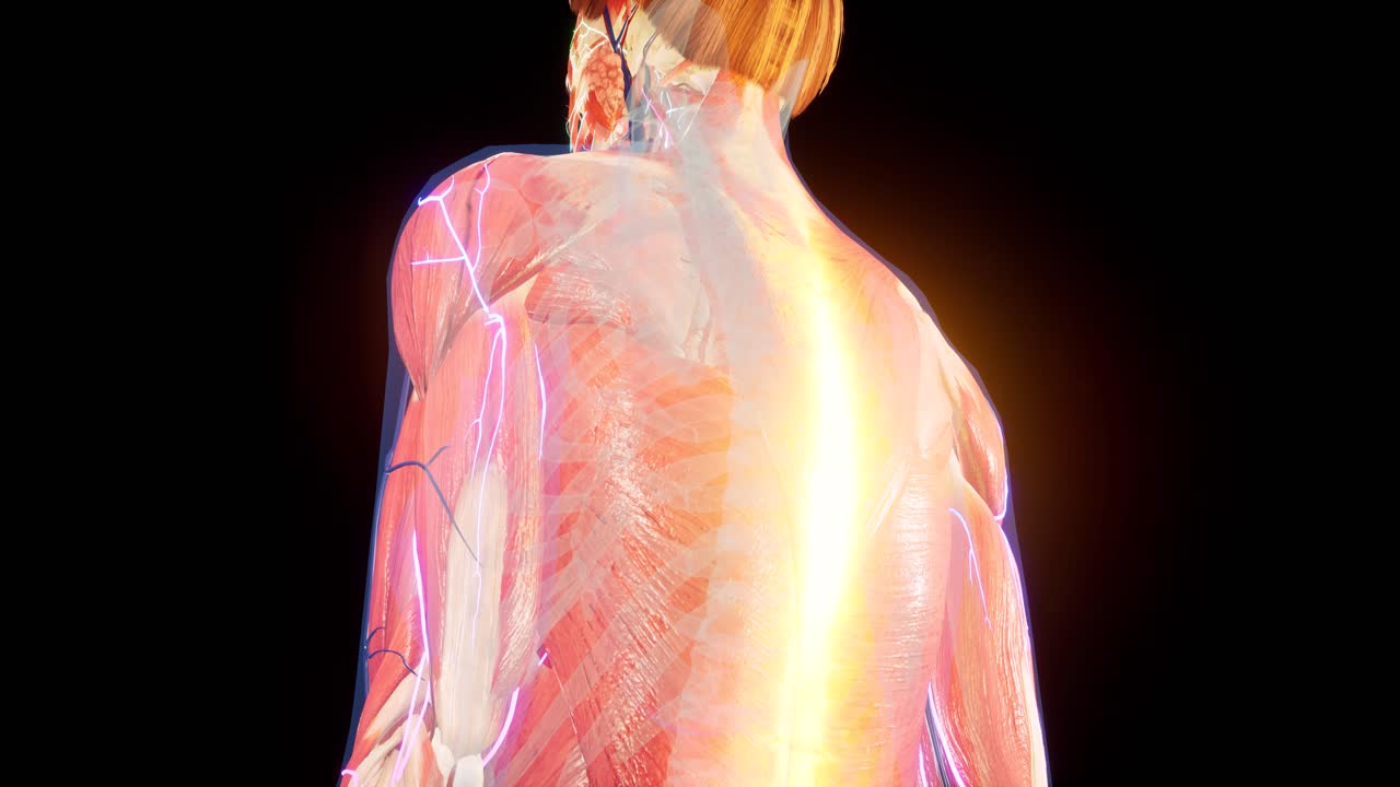 고통스러운 허리의 의학적으로 정확한 3d 애니메이션