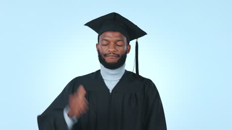 graduado, estudiante universitario y pulgares hacia abajo