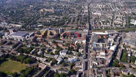 Aerial-view-of-Arsenal-and-Highbury,-including-new-stadium