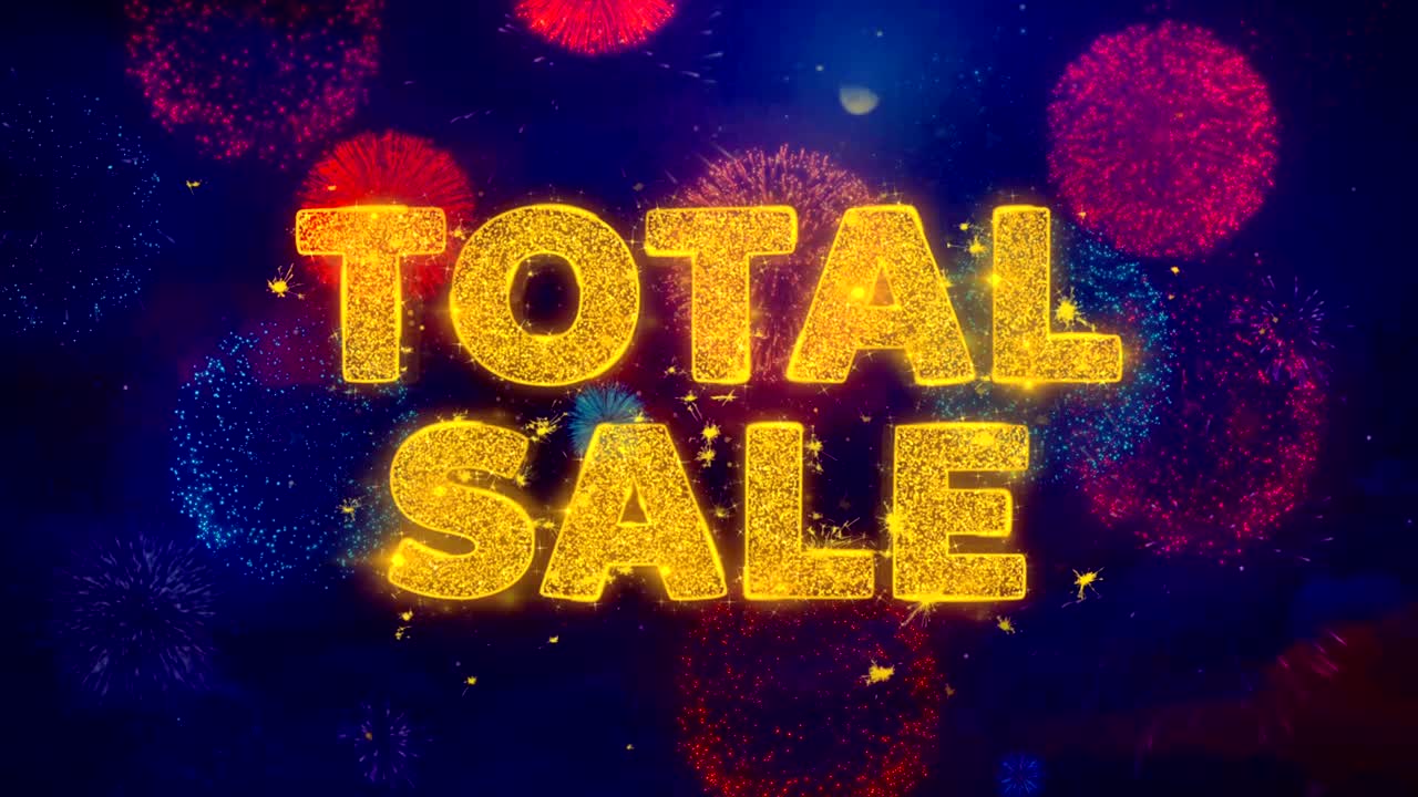 다채로운 불꽃놀이 폭발 입자에 대한 전체 판매 텍스트.