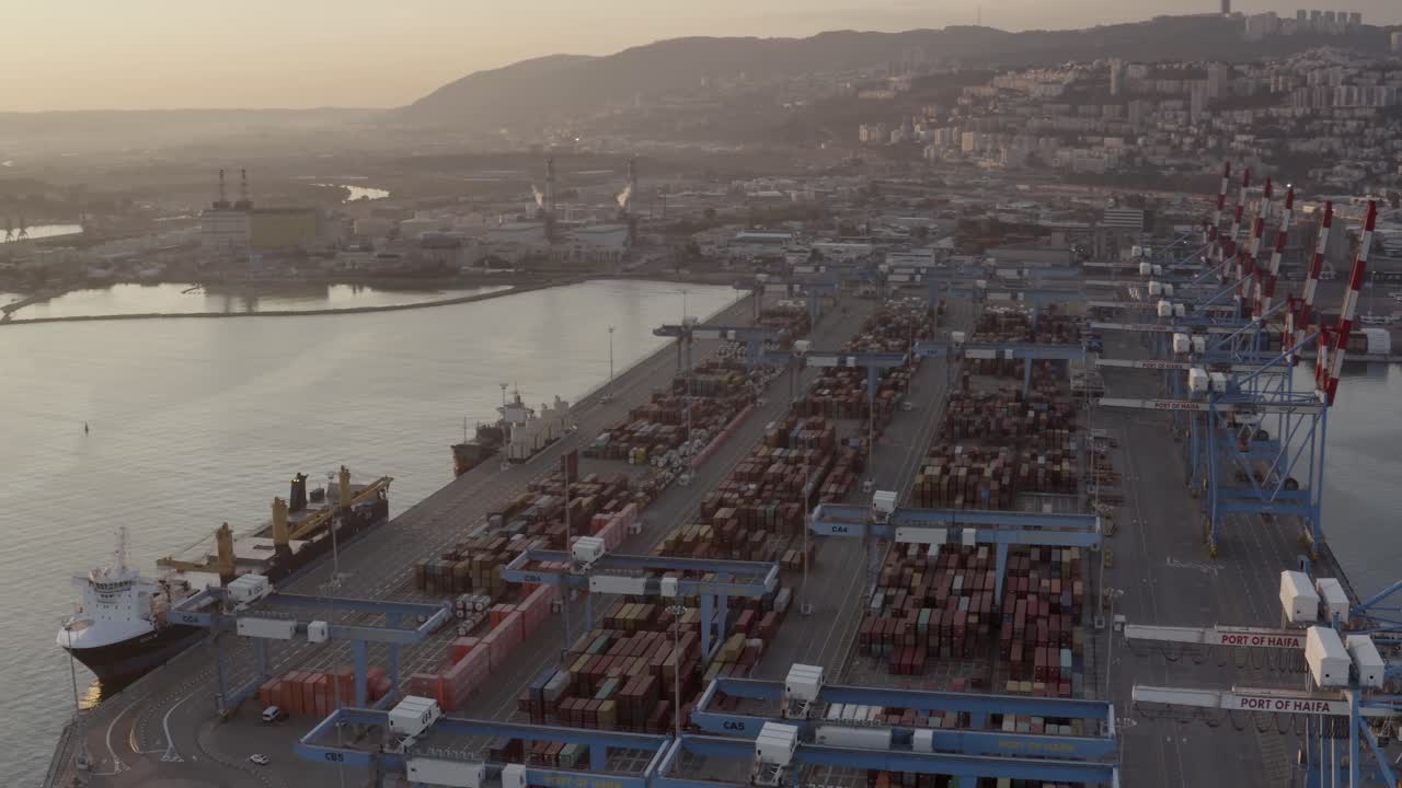Port of Haifa at Sunrise