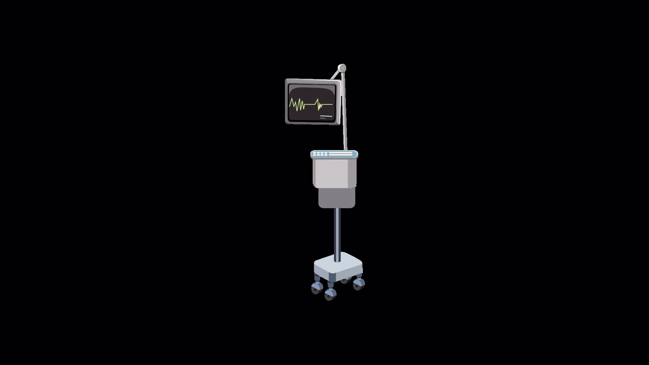 Monitor Medico Animato del Paziente che Visualizza un Tracciato ECG