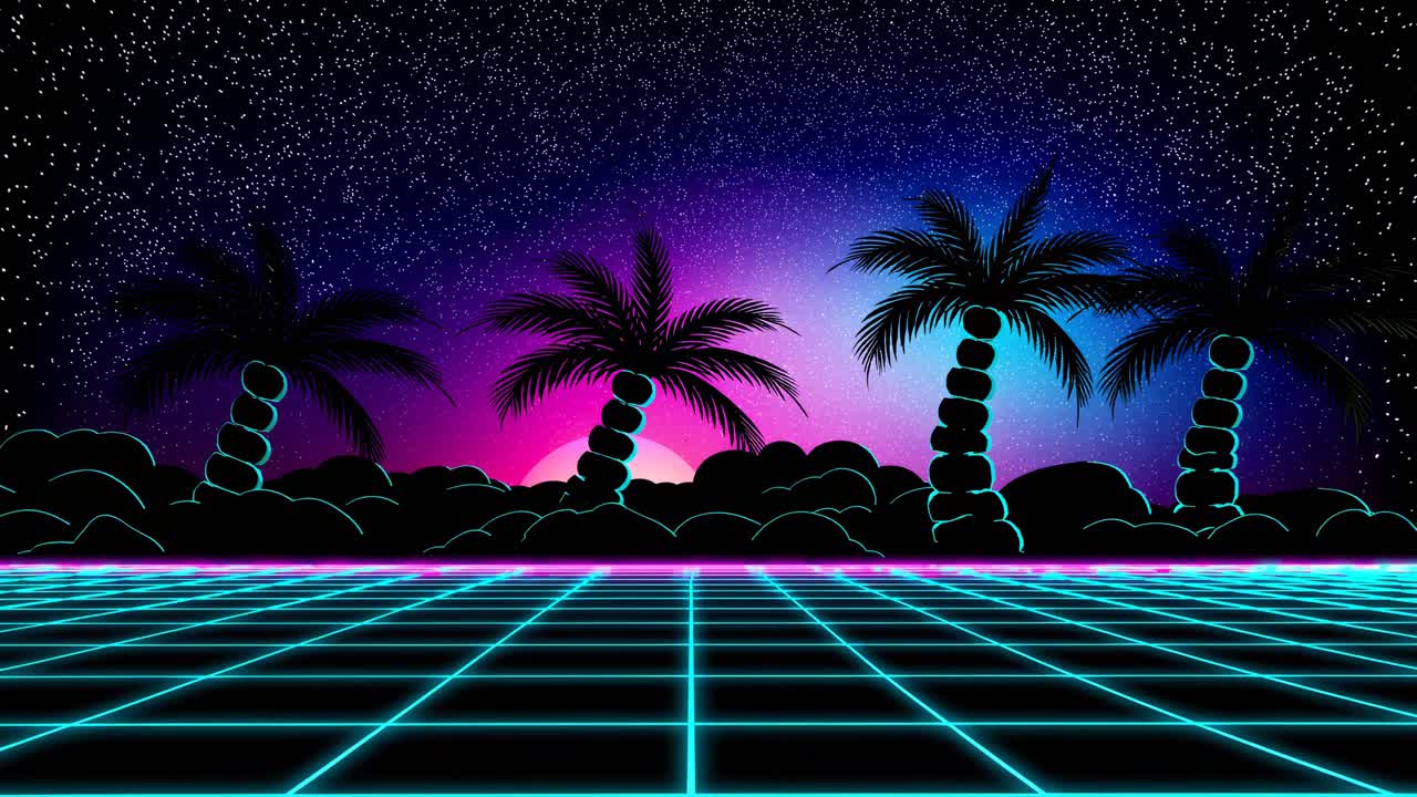 Retrofuturistic Palm Tree Landscape