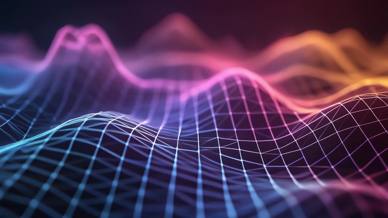 Abstract Digital Grid Wave Motion with Gradient Lighting