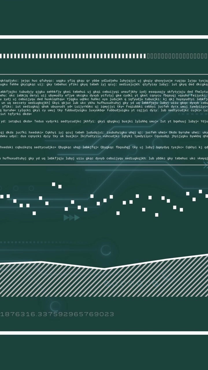 Animation of digital data processing on screen over black background