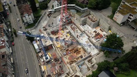 aerial of construction site in switzerland