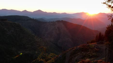 wilderness sunset over distant mountain range on a clear day