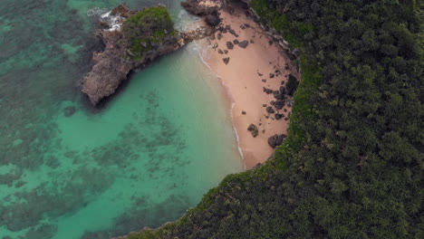 Aerial-view-of-the-tropical-coastline-of-Miyakojima,-Japan