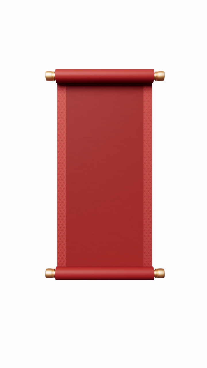 3d 렌더링을 통해 알파 채널에서 빈 중국 고대 빨간 릴 배너