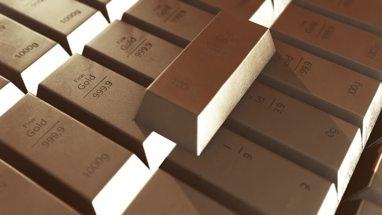 video en bucle de barras de oro fino en video 4k.