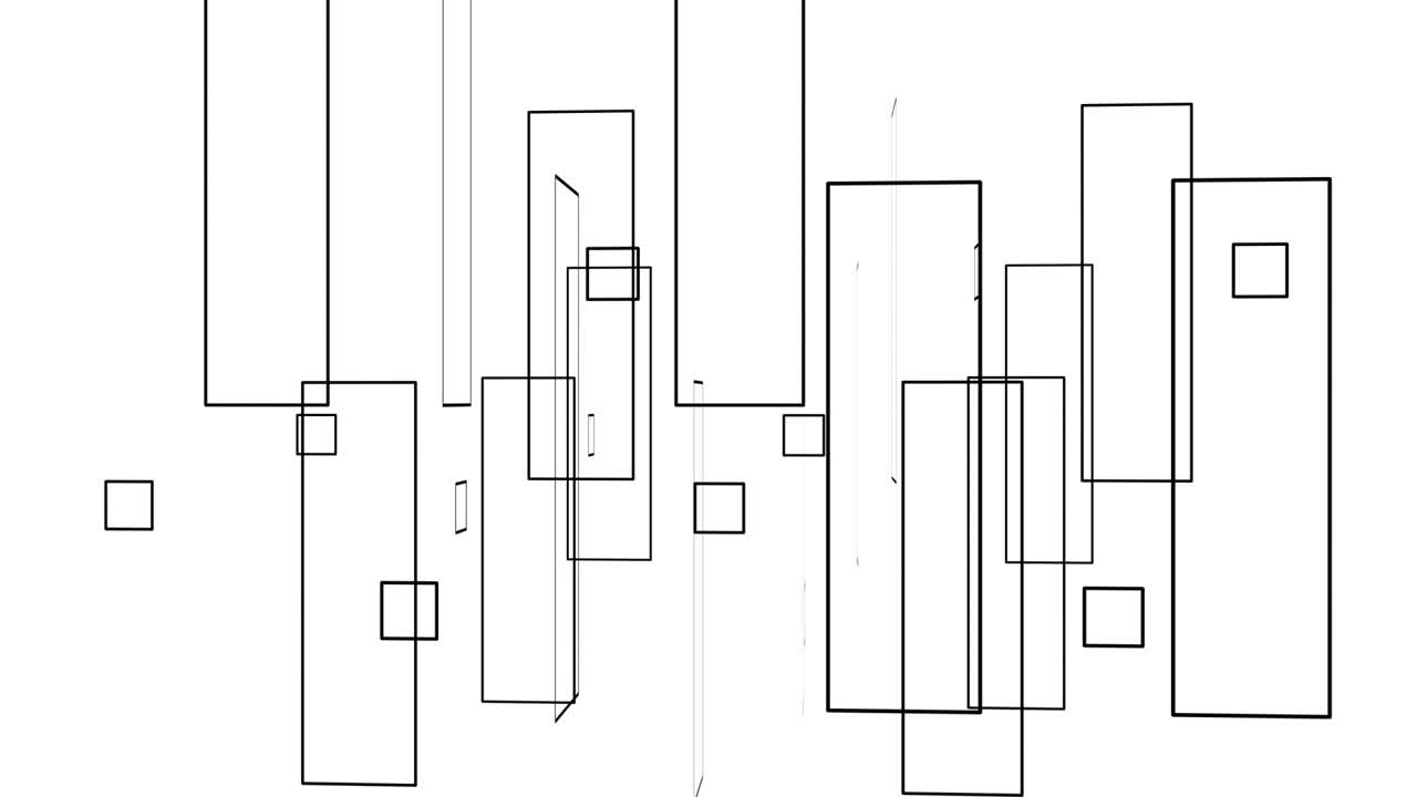 Abstract Geometric Rectangles and Squares Moving on White Background