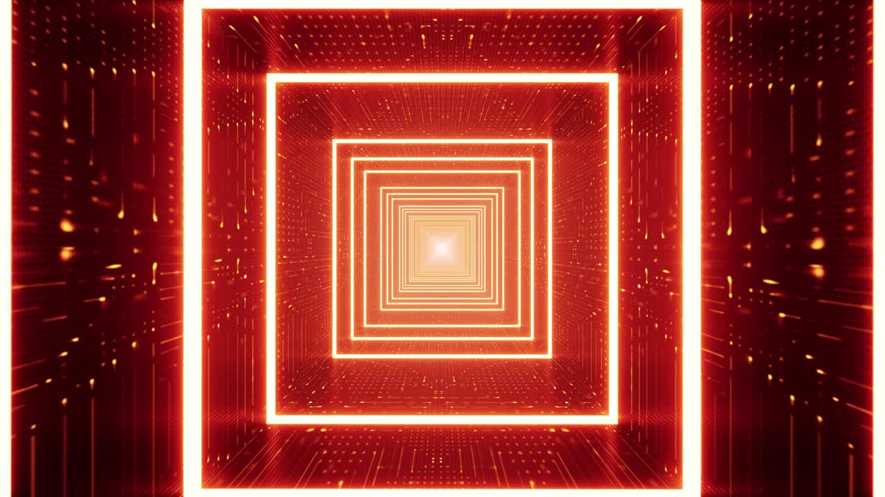 몽환적인 빨간 사각형 빛의 터널