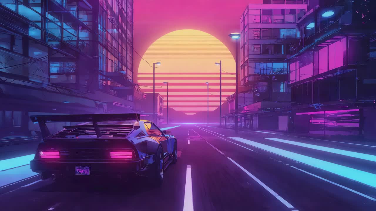 Retrowave City Night Drive