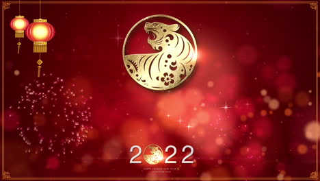 Chinese-New-Year,-year-of-the-Tiger-2022,-also-known-as-the-Spring-Festival-with-the-Chinese-tiger-astrological-hanging-for-loop-background-decoration