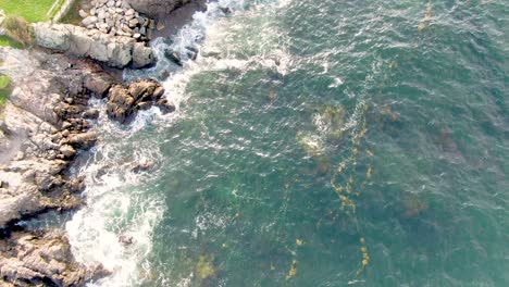 Turquoise-Sea-At-Marblehead-Harbor-In-Massachusetts---aerial-drone-shot