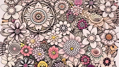 colorful floral pattern animation with various intricate flower designs and shapes