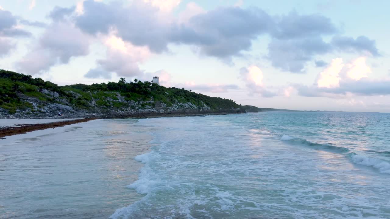 tulum mexico, mar caribe, playa, atardecer, vista aerea