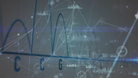 interfaz digital con gráficos y conexiones de red