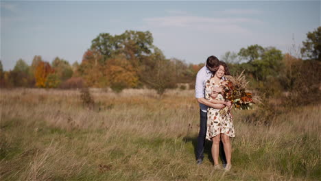 blissful couple enjoying open air
