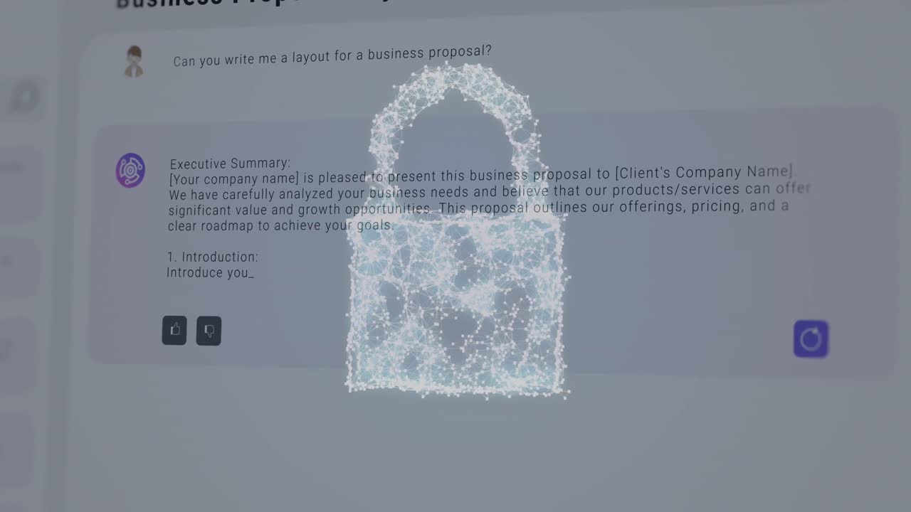 animación de la nube y el candado y un chat sobre fondo blanco