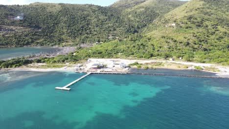 High-aerial-view-of-Jost-Van-Dyke-island,-British-Virgin-Islands