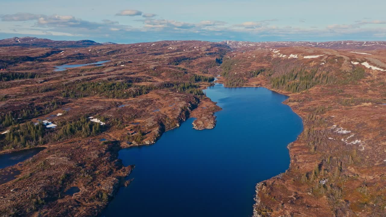 Reinsjoen Lake At Daytime In Norway - Aerial Drone Shot