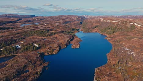 Reinsjoen Lake At Daytime In Norway - Aerial Drone Shot