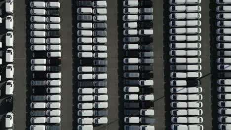 new van car storage park birds-eye-view overhead aerial grimsby alexandra docks uk