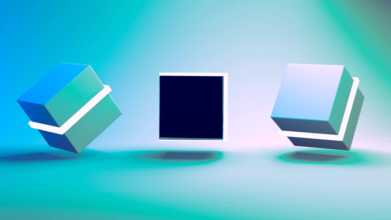 큐브와 함께 추상적인 3d 렌더링, 움직이는 기하학적 모양으로 애니메이션 된 배경, 원활한 4k 비디오.