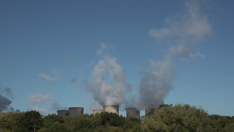 smoke coming from drax power station in drax village near selby, yorkshire, uk