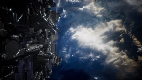nave espacial con vista al espacio y al planeta tierra