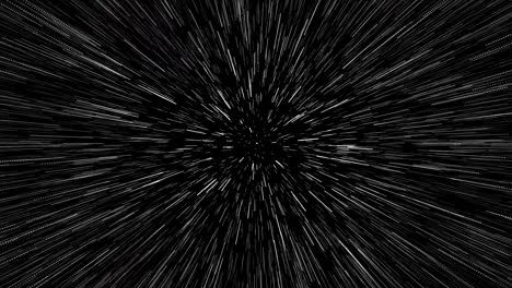 4k comic hyper jump speed lines star field in black background loop animation. abstract science fiction energy hyperspace jump through the stars fast lightspeed journey seamless loop animation.