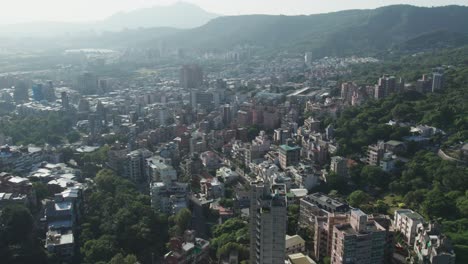 sunny day aerial view of xinbeitou, taipei