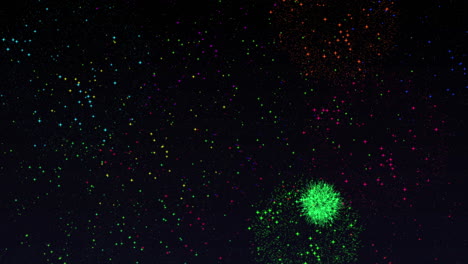 animación de fuegos artificiales de colores aislada en fondo oscuro
