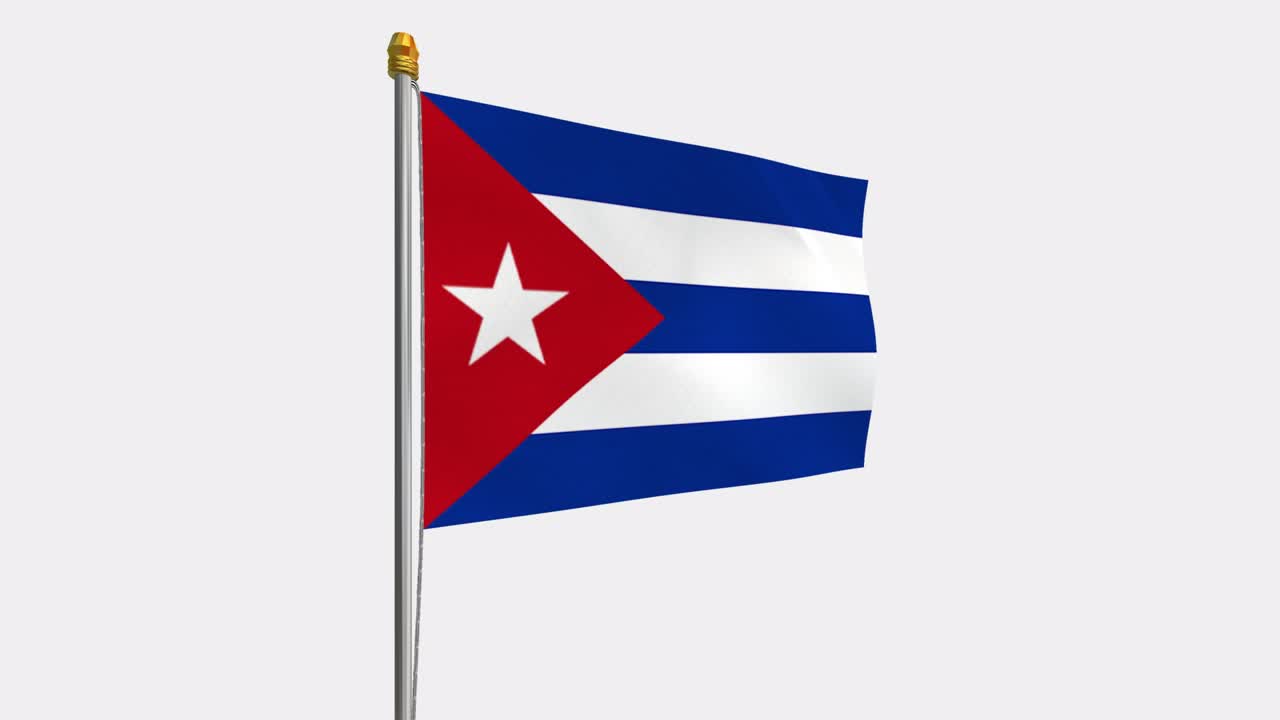 Video in loop della bandiera di Cuba che sventola al vento, video in slow motion 4K, con canale Alpha
