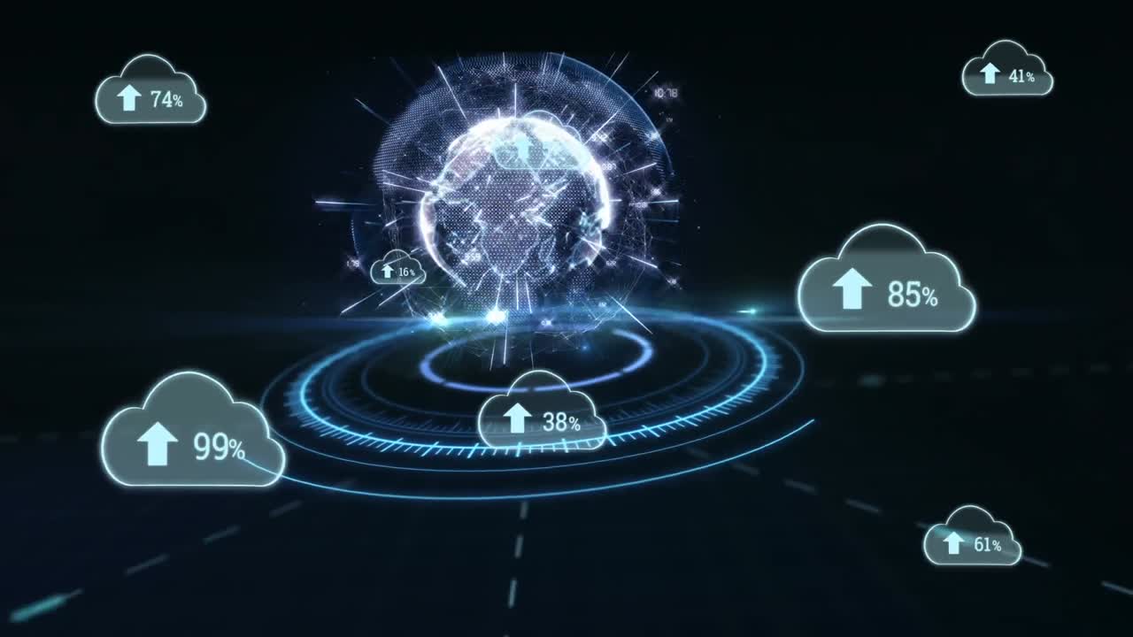 Animation of clouds with growing number over globe