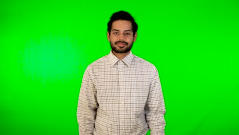 Indian-business-man-walking-green-screen