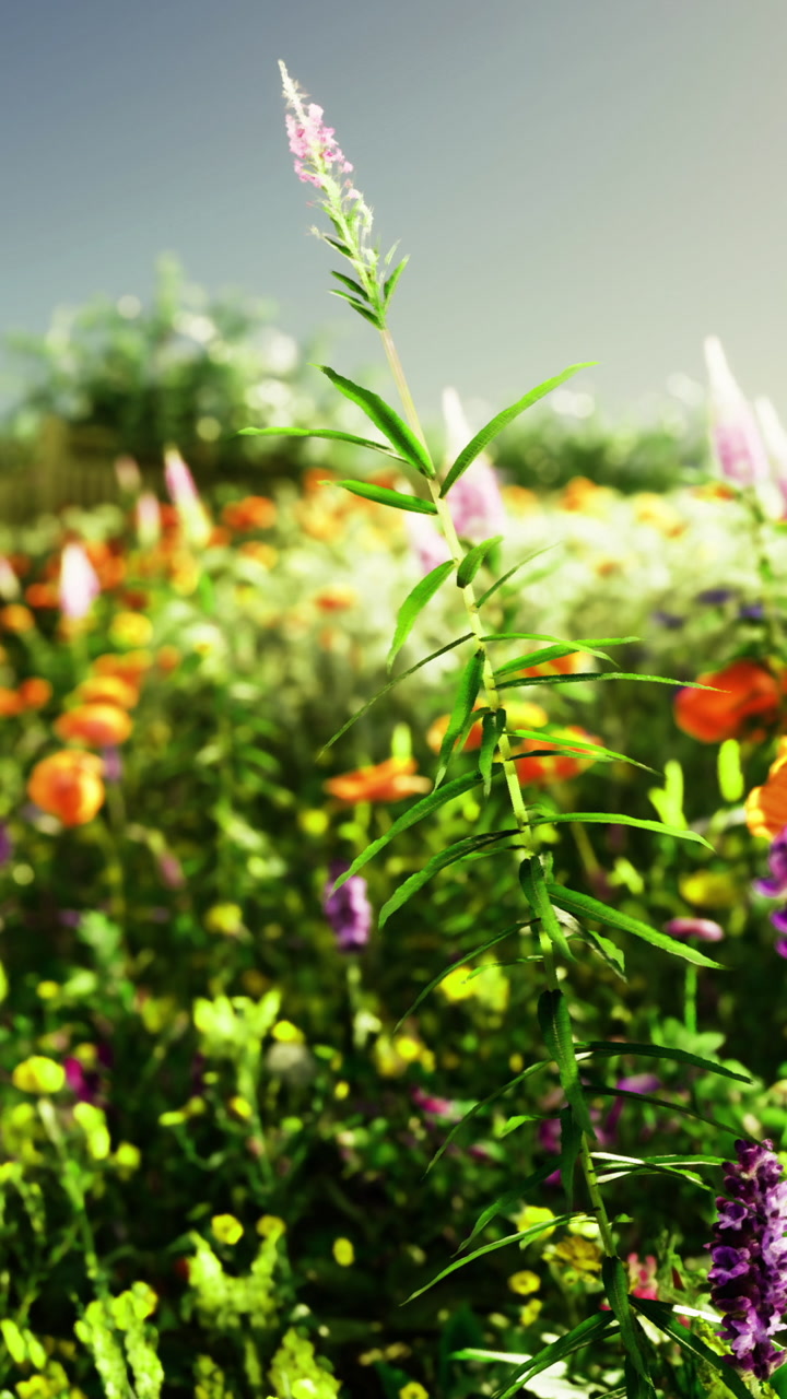 Colorful flowers bloom in vibrant field during sunny day in spring